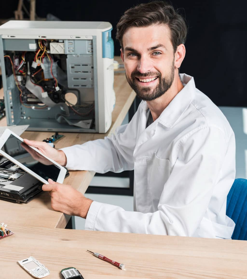 tech repair man smiling